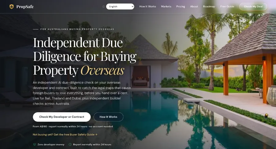 PropSafe, due diligence for buying property overseas